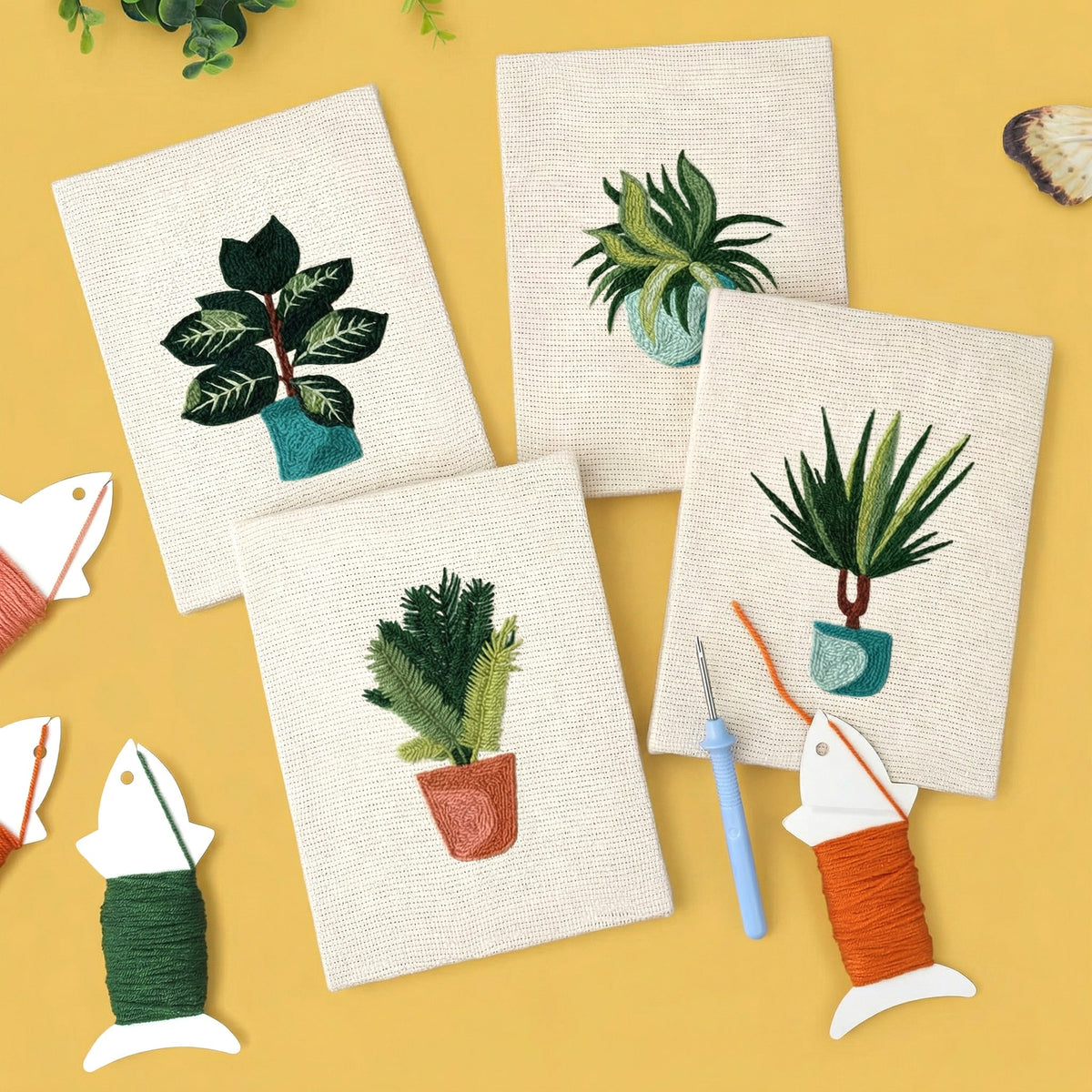 Coffret punch needle 4 pièces Tranquil Plants