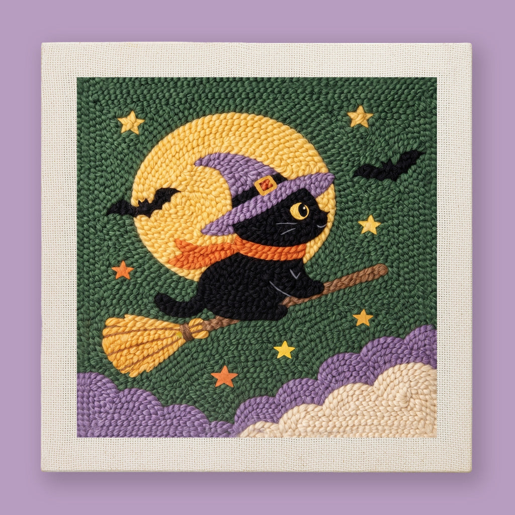 Kit punch needle Witch Cat
