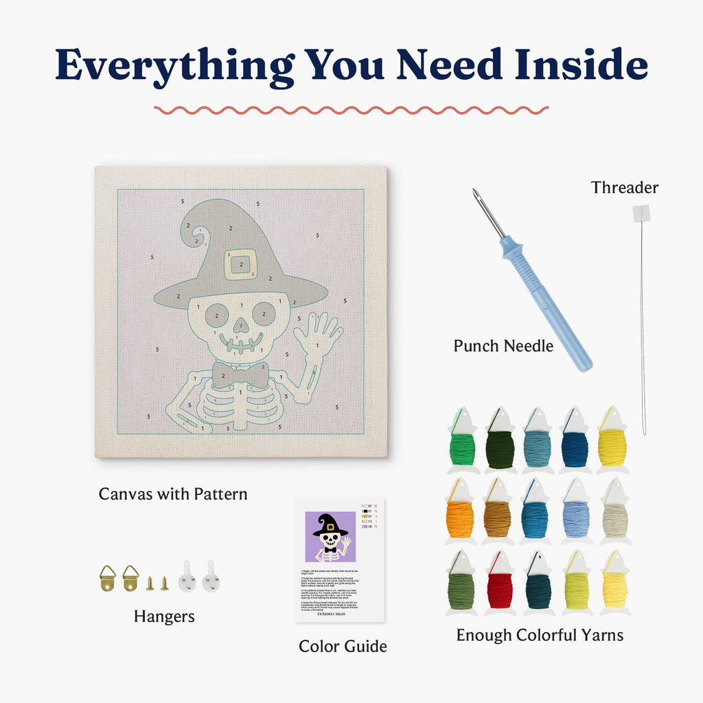 Kit punch needle Dapper Skeleton
