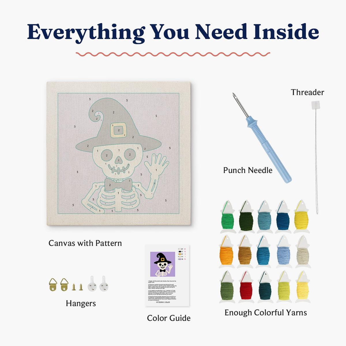 Kit punch needle Dapper Skeleton