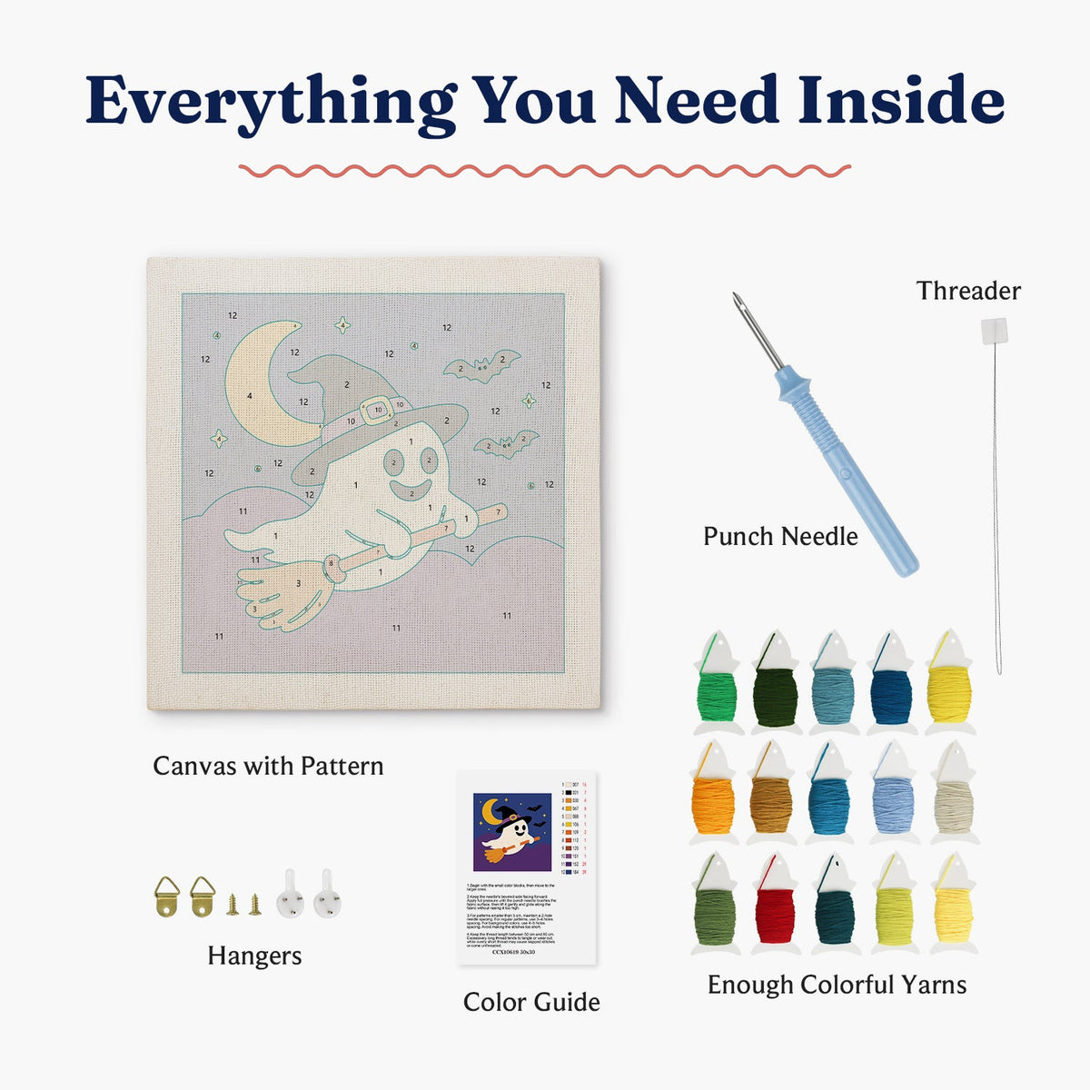 Kit punch needle Broom Ghost