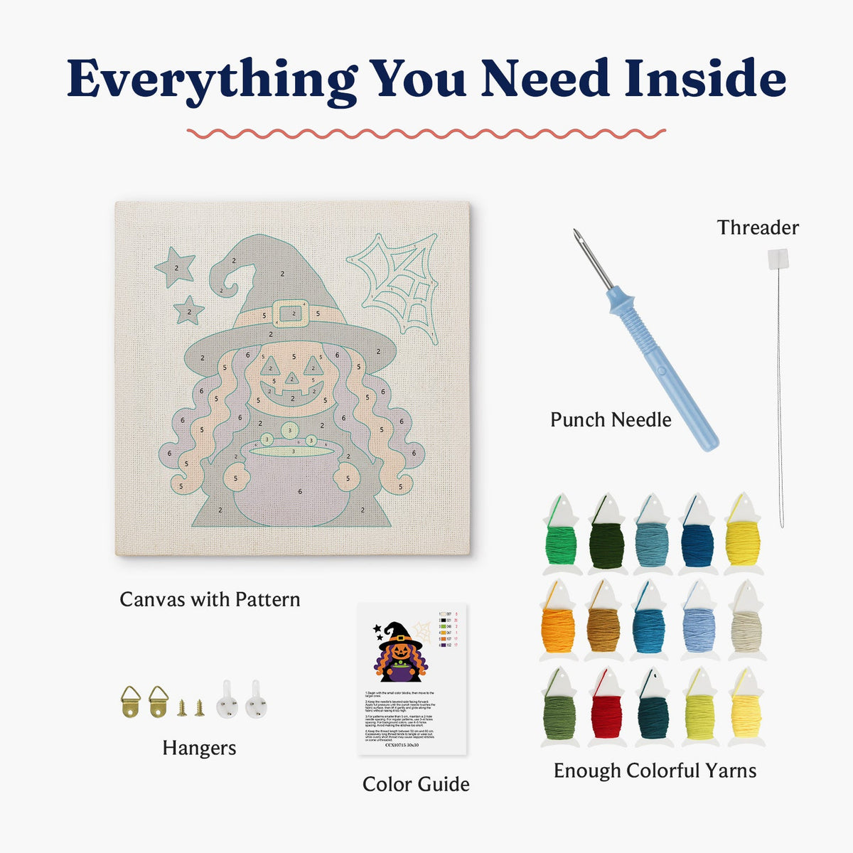 Kit punch needle Cauldron Witch