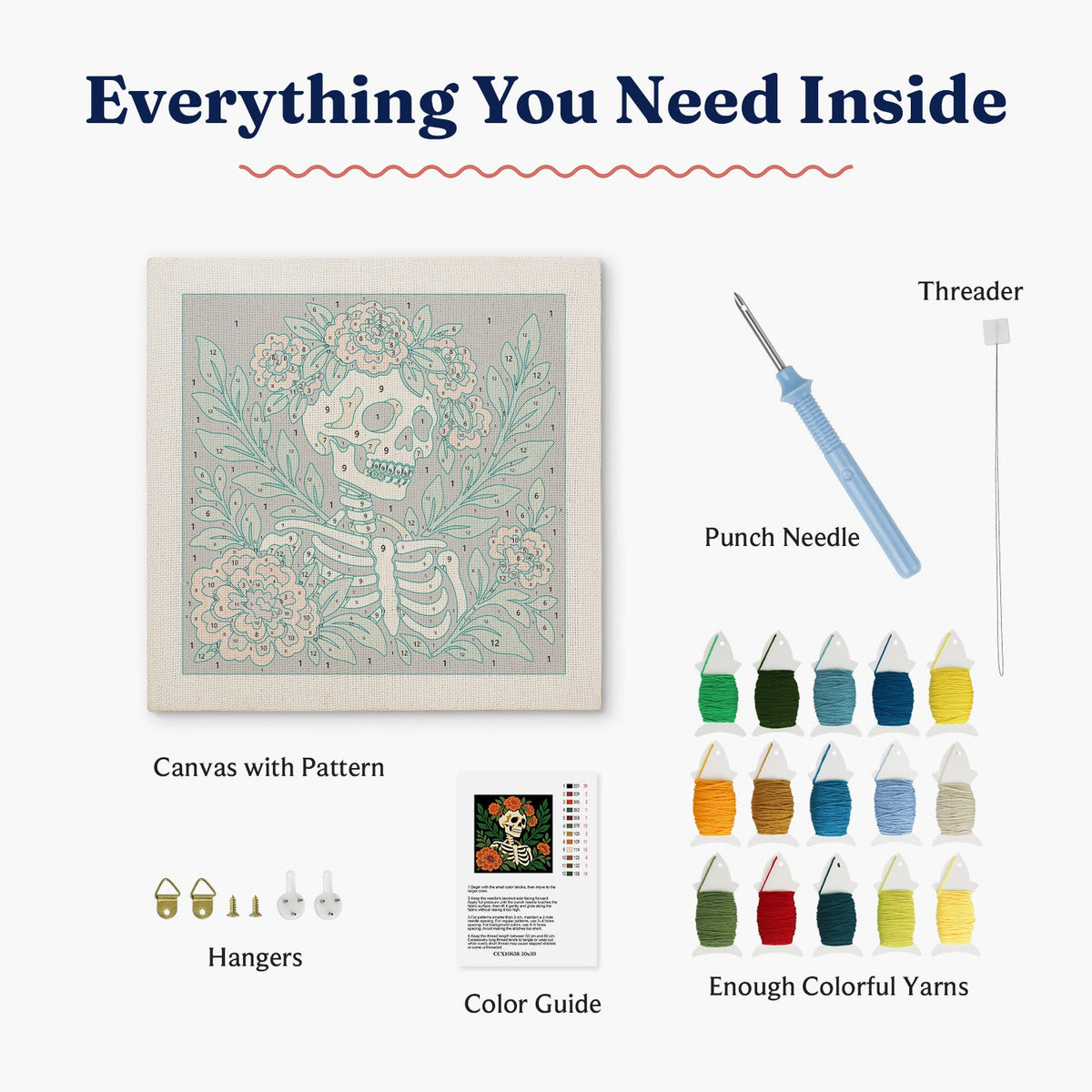 Kit punch needle Marigold Skull