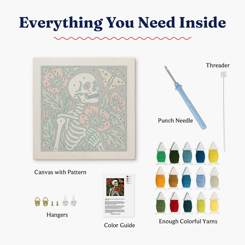 Kit punch needle Poppy Bones