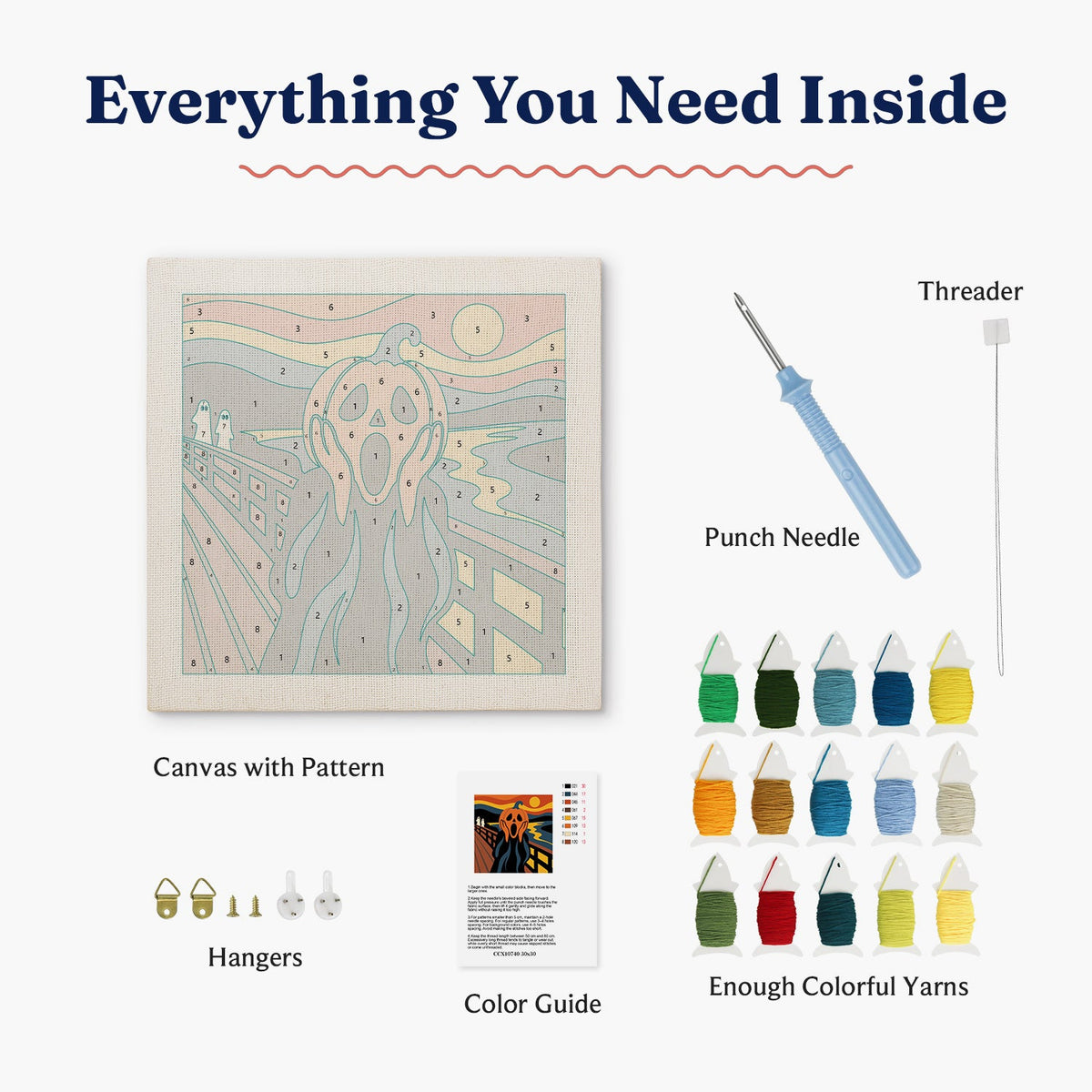 Kit punch needle Screaming Pumpkin