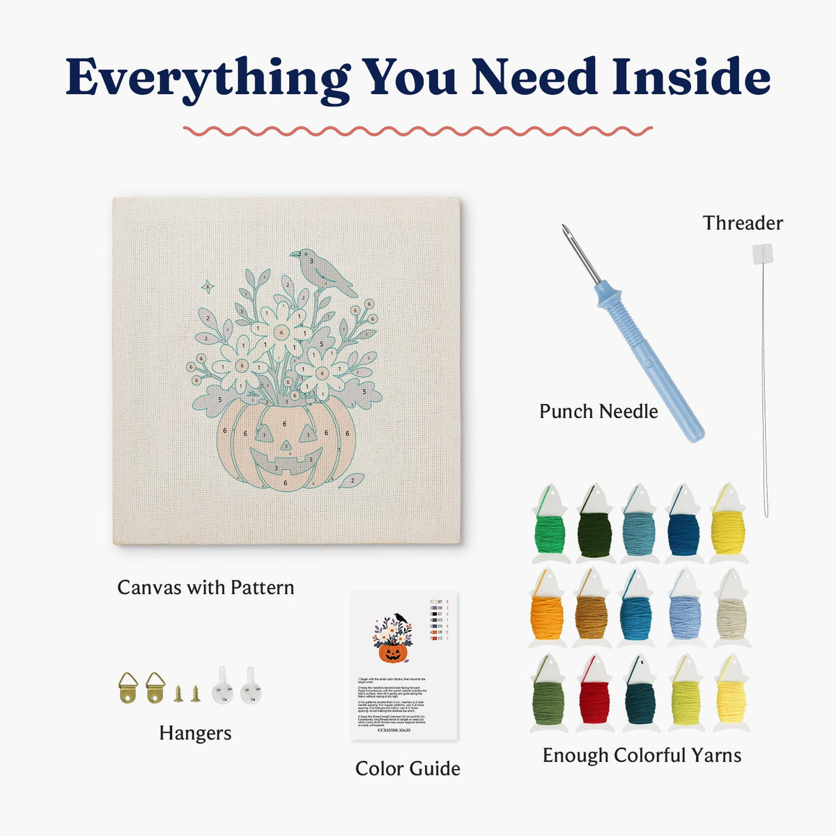 Kit punch needle Crow Pumpkin