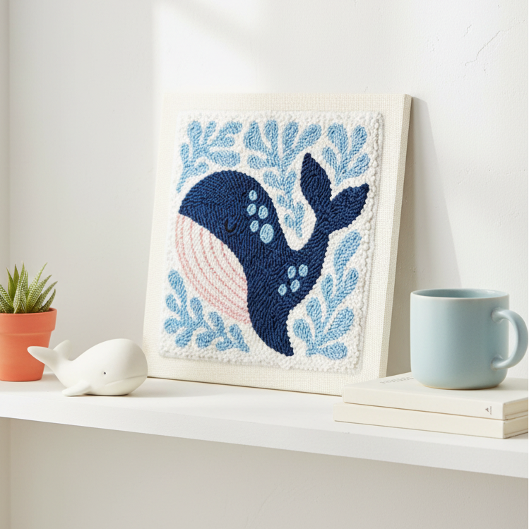 Kit punch needle Blue Whale