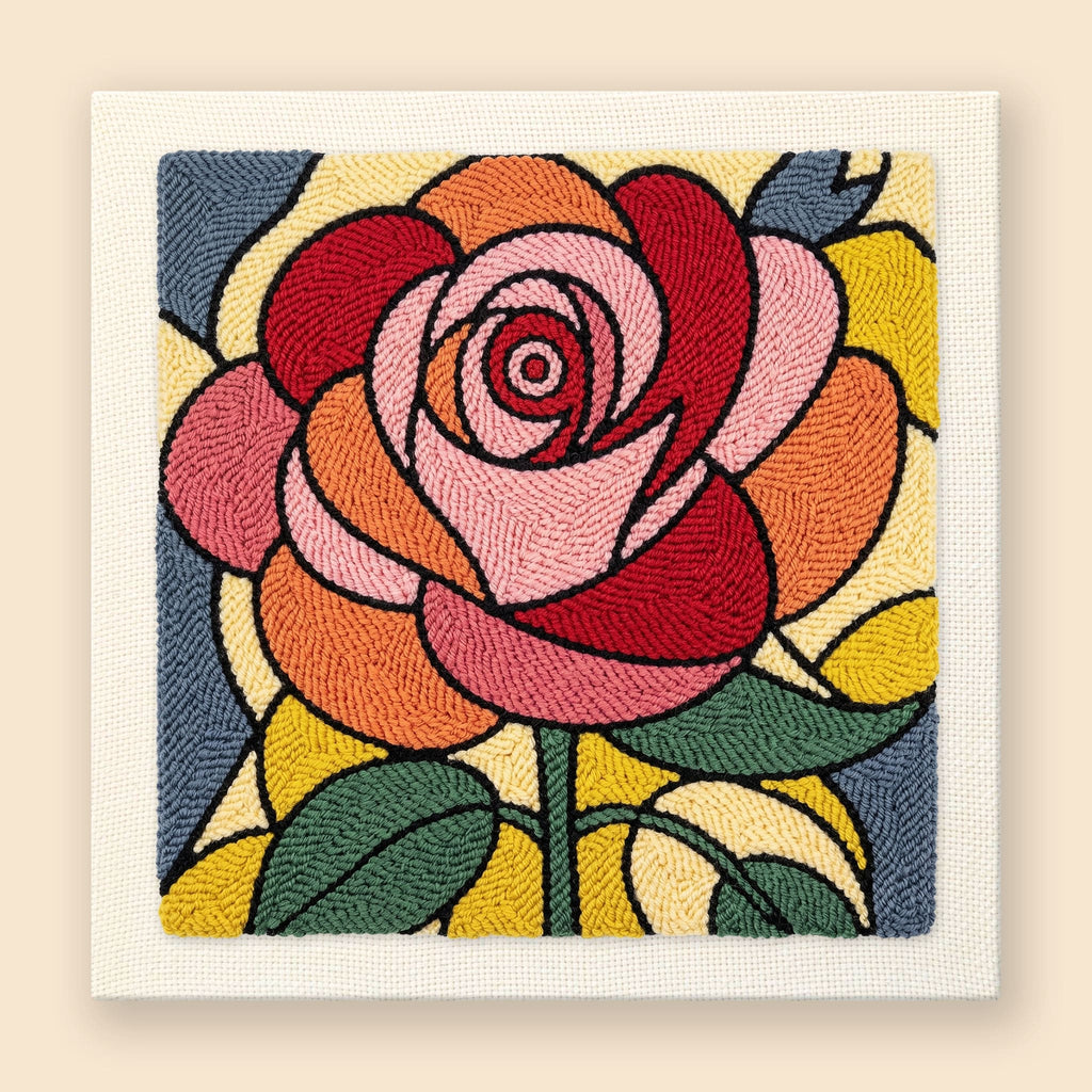 Kit punch needle Stained Rose