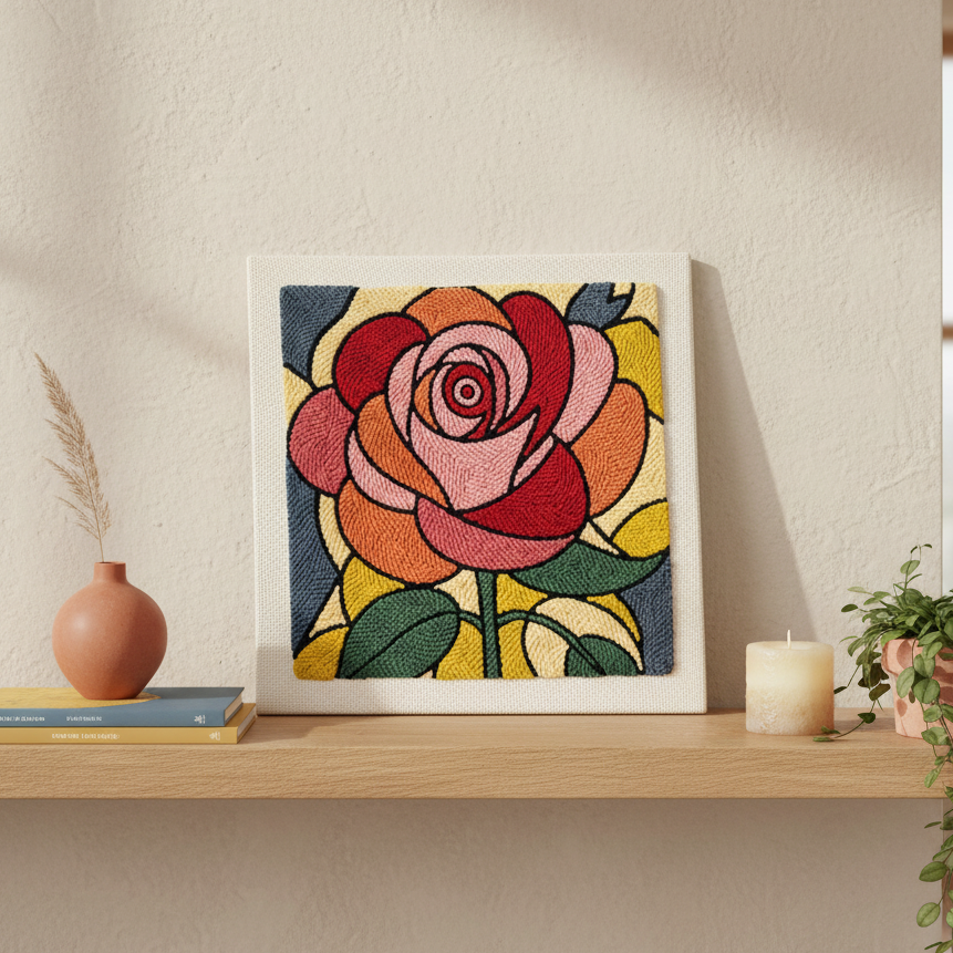 Kit punch needle Stained Rose