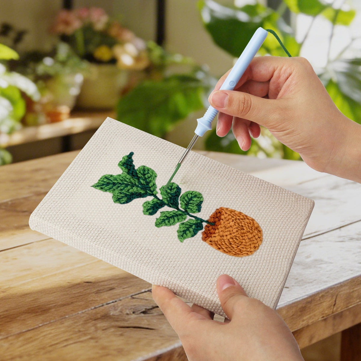 Coffret punch needle 4 pièces Earthy Greens