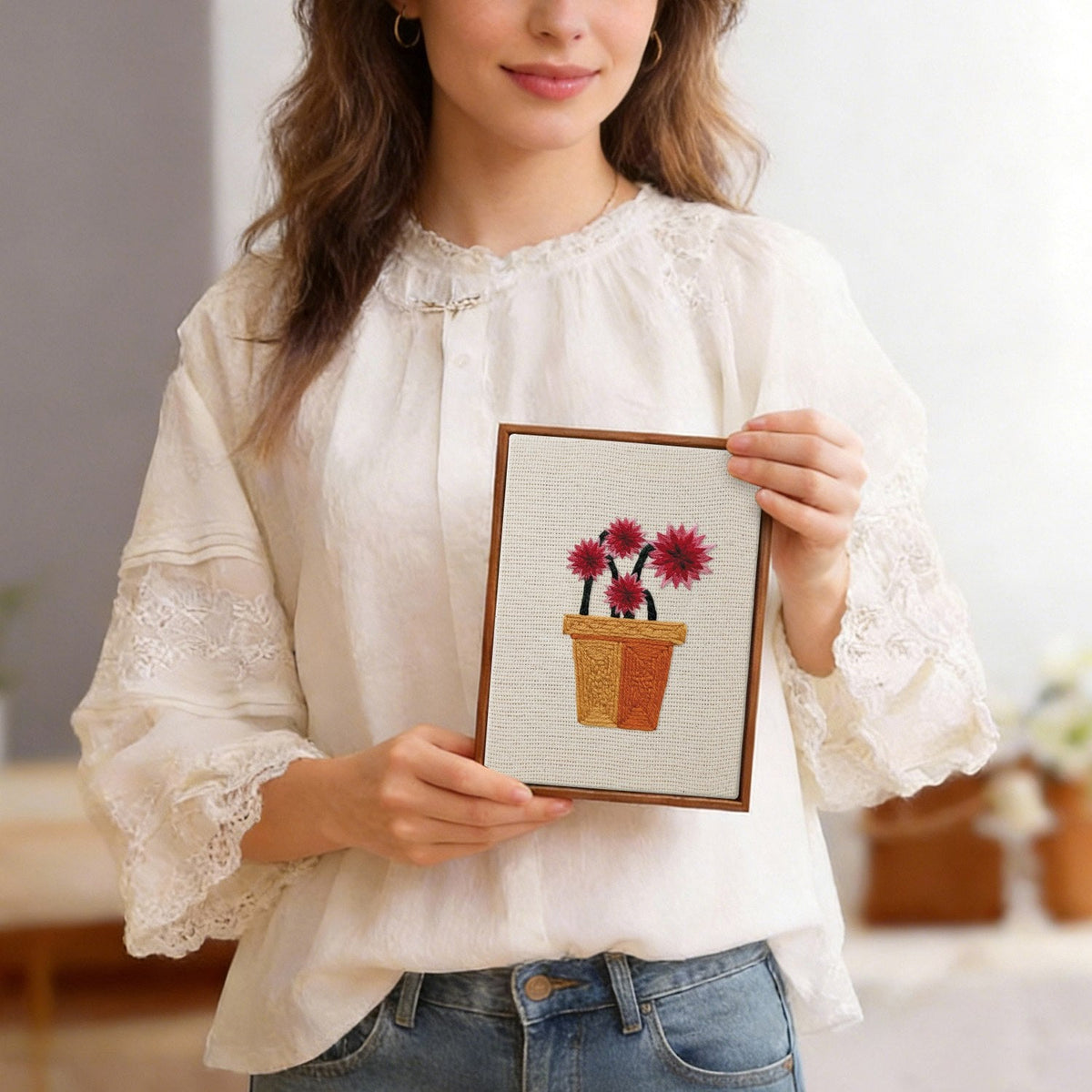 Coffret punch needle 4 pièces Floral Serenity