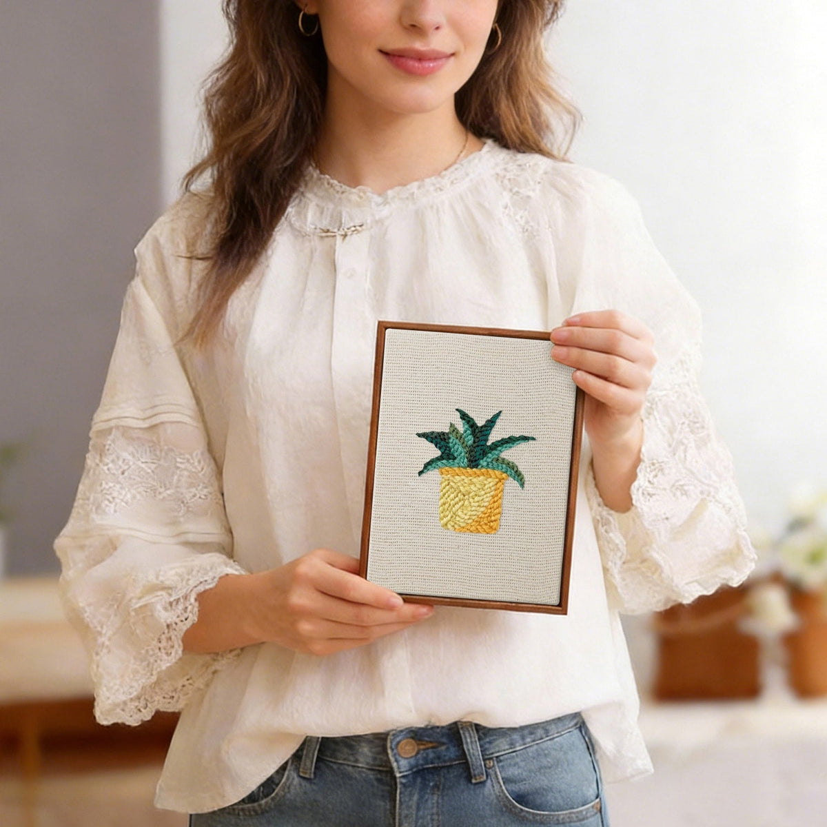Coffret punch needle 4 pièces Serene Greens