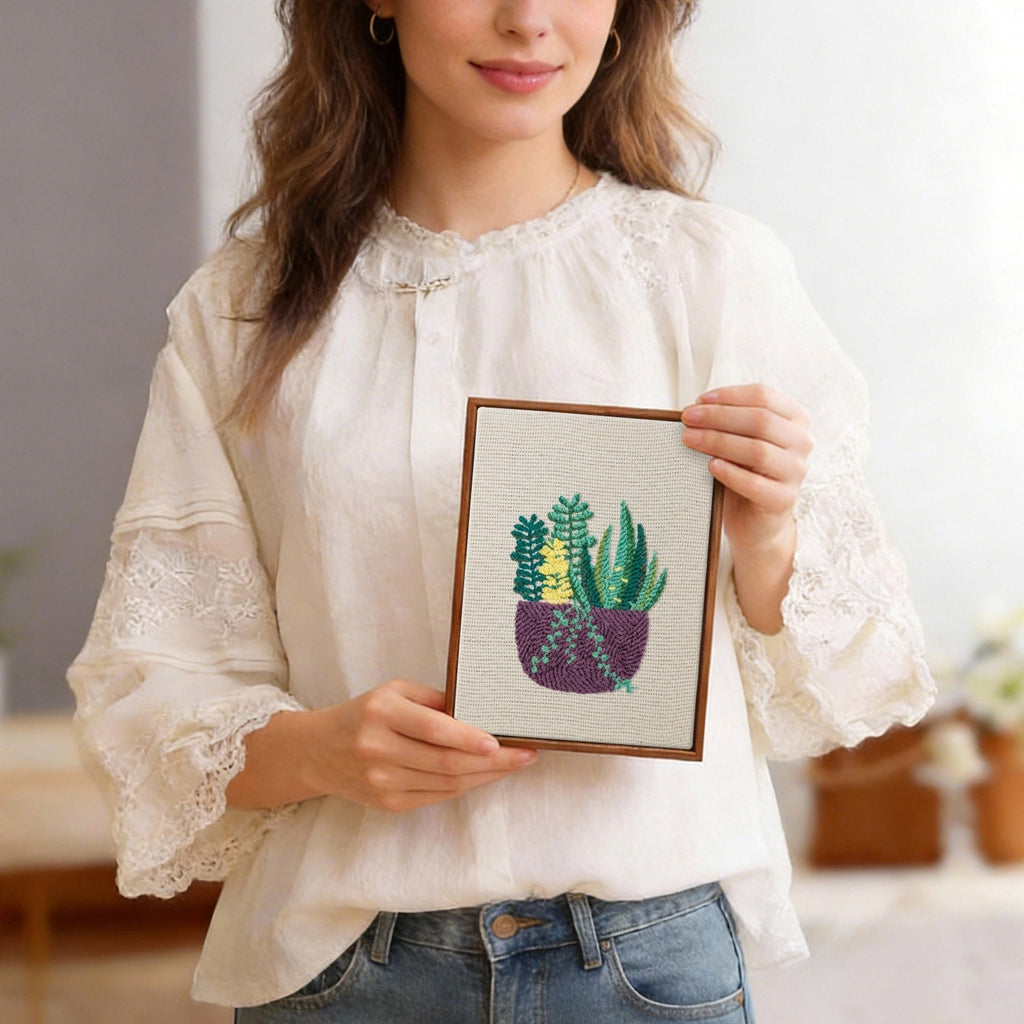 Coffret punch needle 4 pièces Tranquil Greens