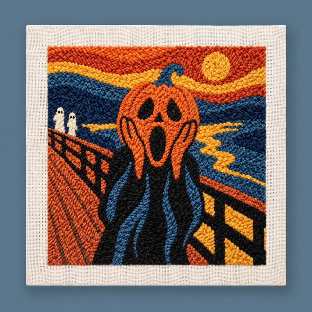 Kit punch needle Screaming Pumpkin
