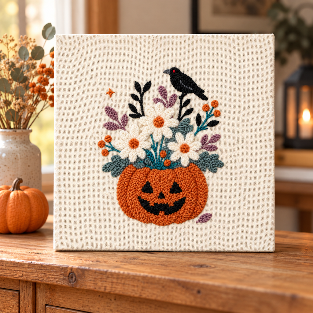 Kit punch needle Crow Pumpkin