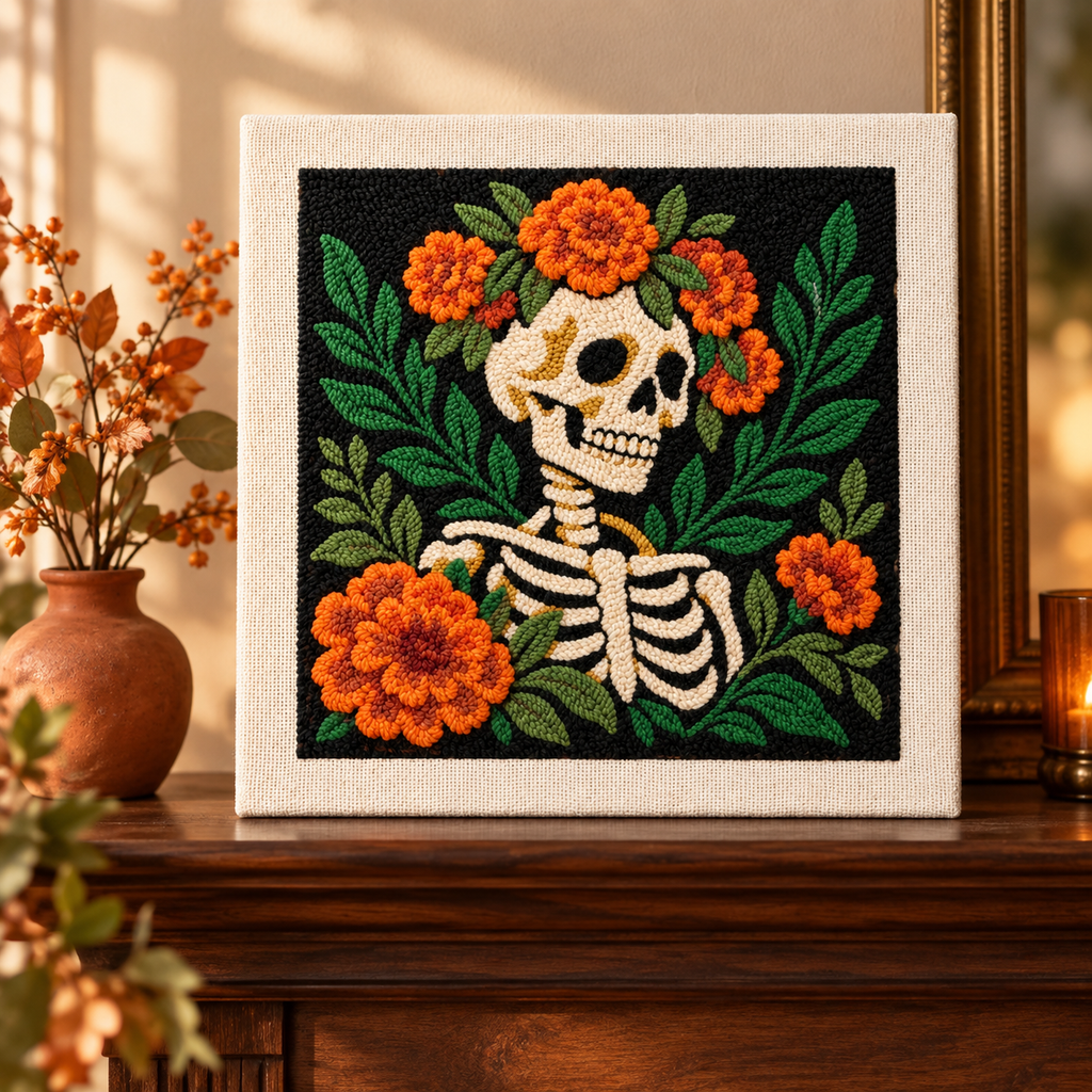 Kit punch needle Marigold Skull