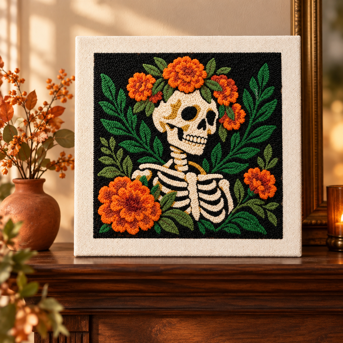 Kit punch needle Marigold Skull