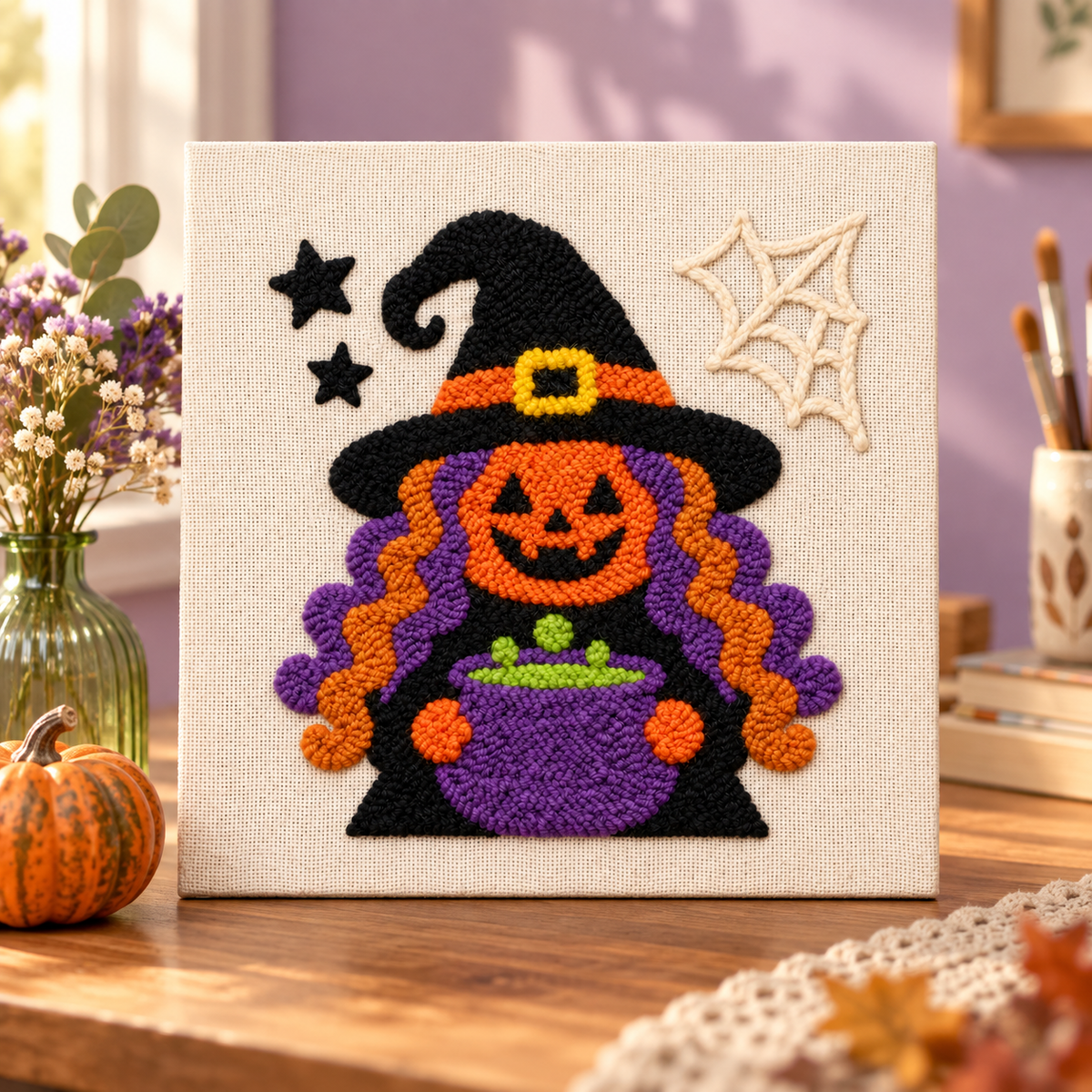 Kit punch needle Cauldron Witch