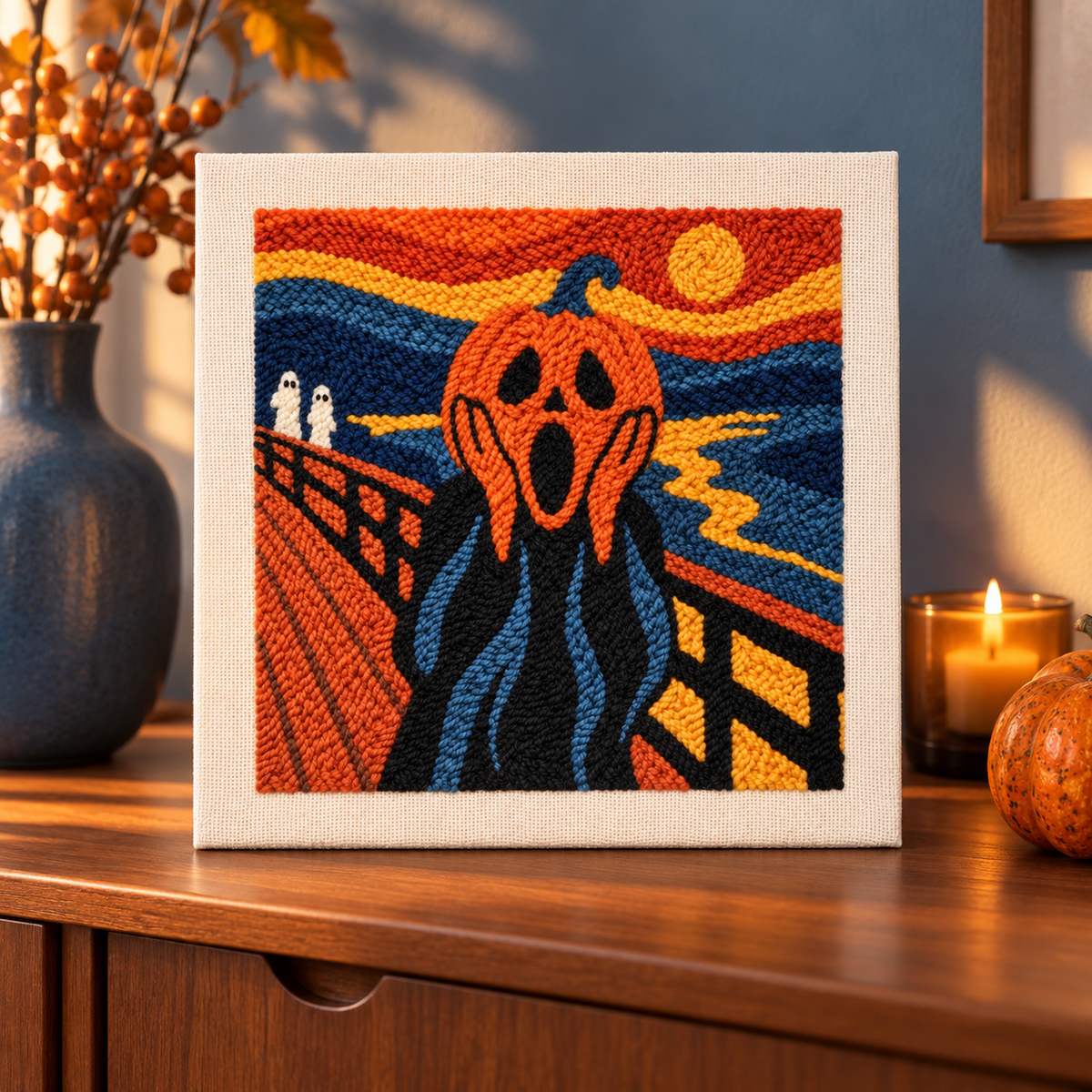 Kit punch needle Screaming Pumpkin