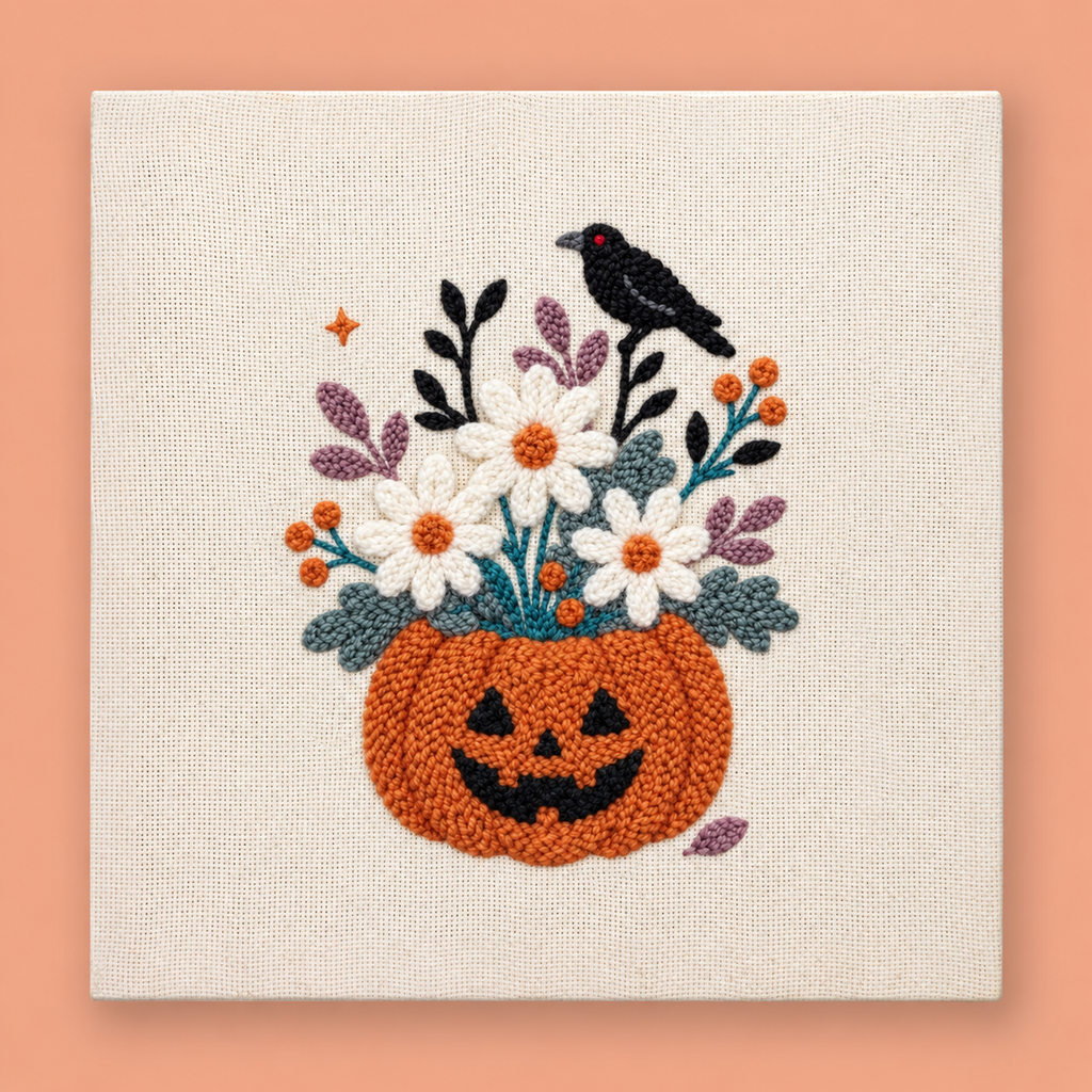 Kit punch needle Crow Pumpkin