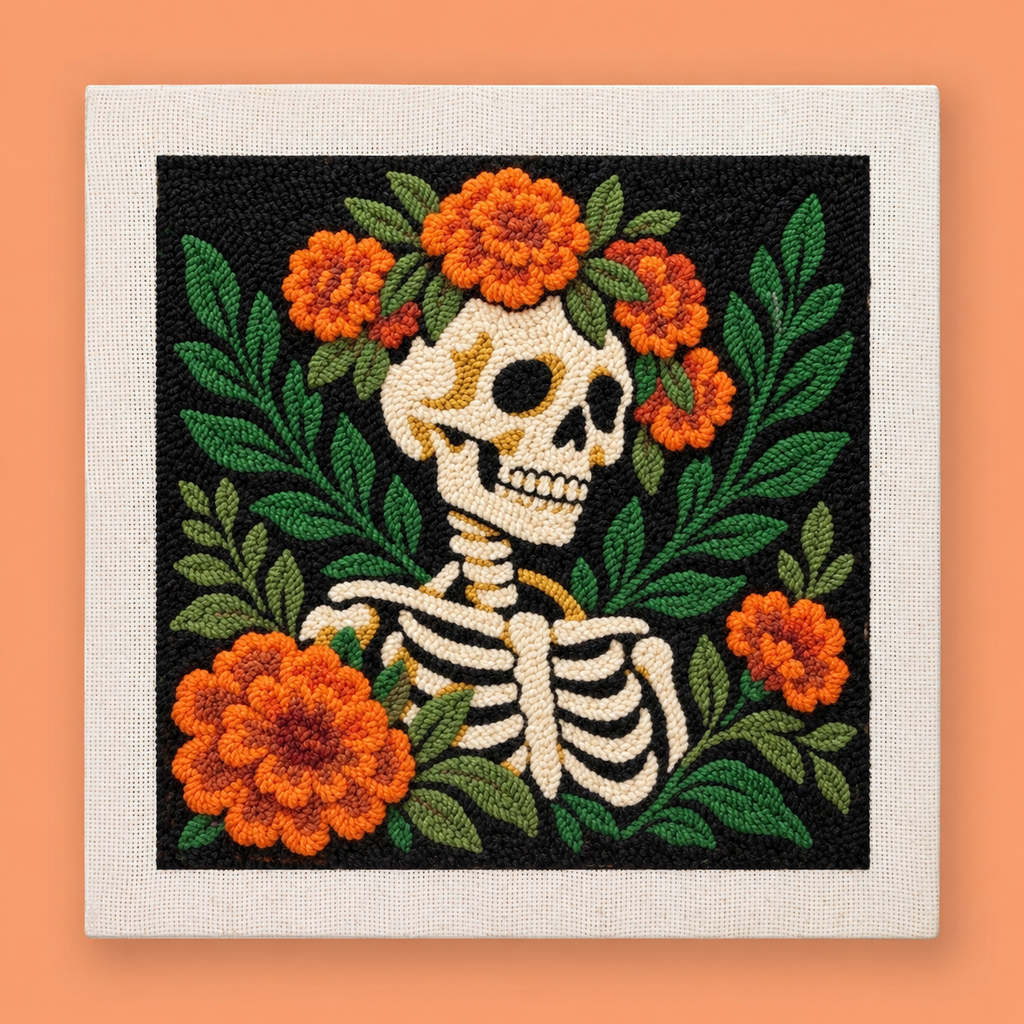 Kit punch needle Marigold Skull