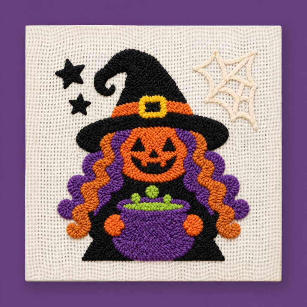 Kit punch needle Cauldron Witch